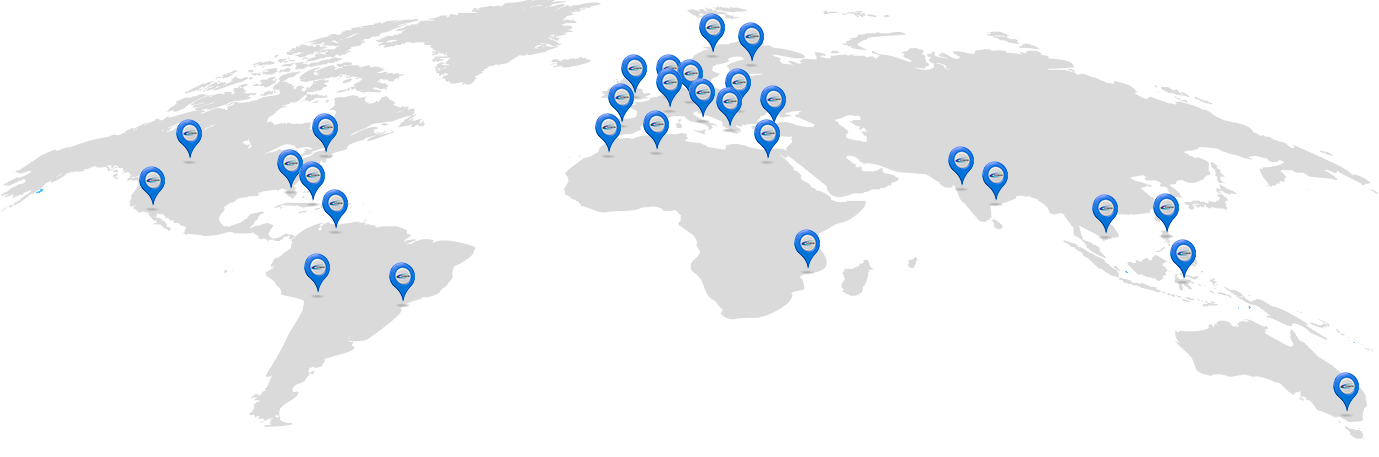  Mapa mundial con las ubicaciones de las máquinas de bobinado de Supertek.